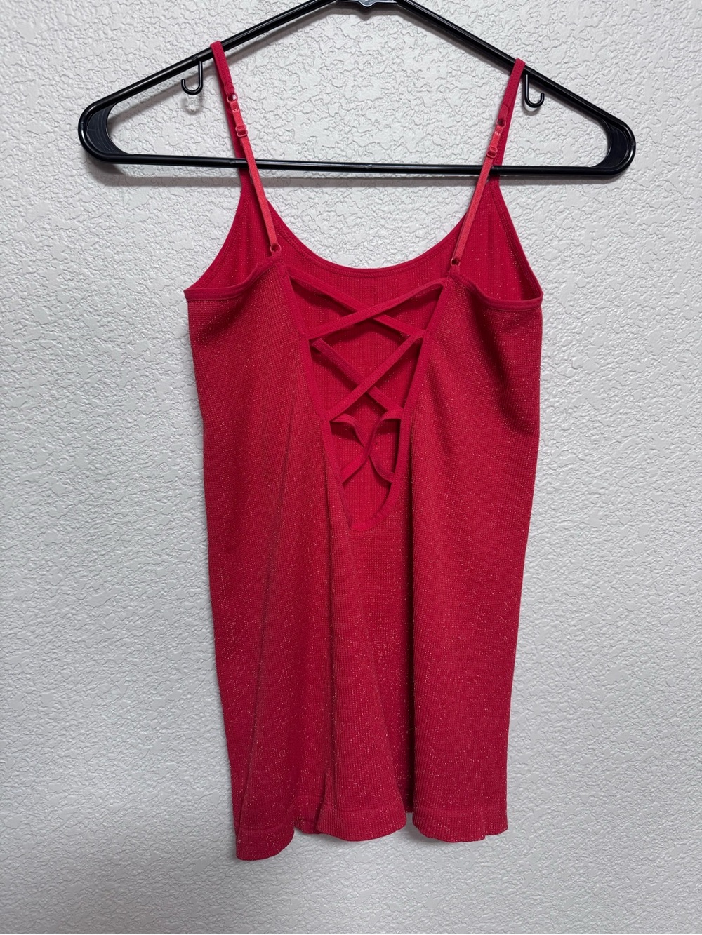 Free People Cage Cami Top Red Shimmer Women’s M/L Ribbed